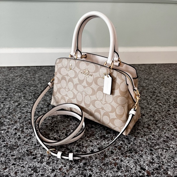 New  Coach Mini Lillie Carryall In Signature Canvas Bag/Leather/Cream/White - Picture 12 of 14